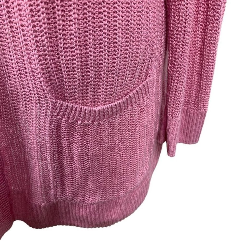 Talbots Woman Petites Open Front Pink‎ 100% Linen Cardigan Sweater Pockets 3XP - Picture 2 of 7